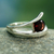 Garnet solitaire ring, 'Dazzling Love' - Handcrafted Modern Sterling Silver Solitaire Garnet Ring (image 2) thumbail