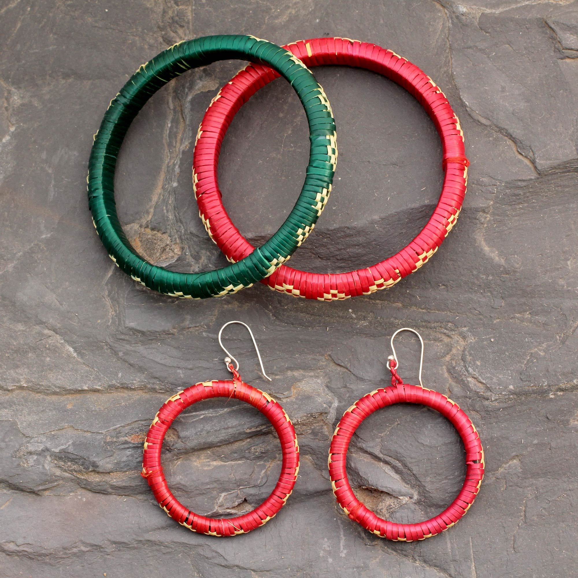 India grass jewelry set, 'Beautiful Bihar' Bollywood Jewelry