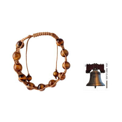 Tiger's eye Shambhala-style bracelet, 'Oneness' - Hand Crafted Cotton Shambhala-style Tigers Eye Bracelet