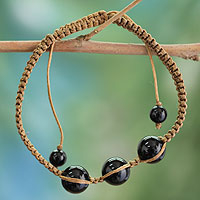 Onyx Shambhala-style bracelet, 'Tranquil Protection' - Artisan Crafted  Indian Shambhala-style Bracelet with Onyx 