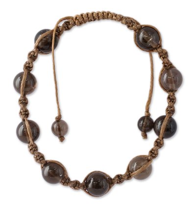 Indian Shamballa Smoky Quartz Bracelet
