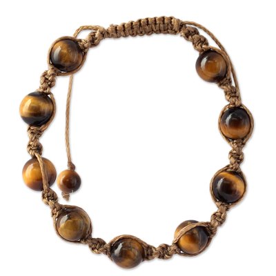 Artisan Crafted Cotton Shamballa Tigers Eye Bracelet