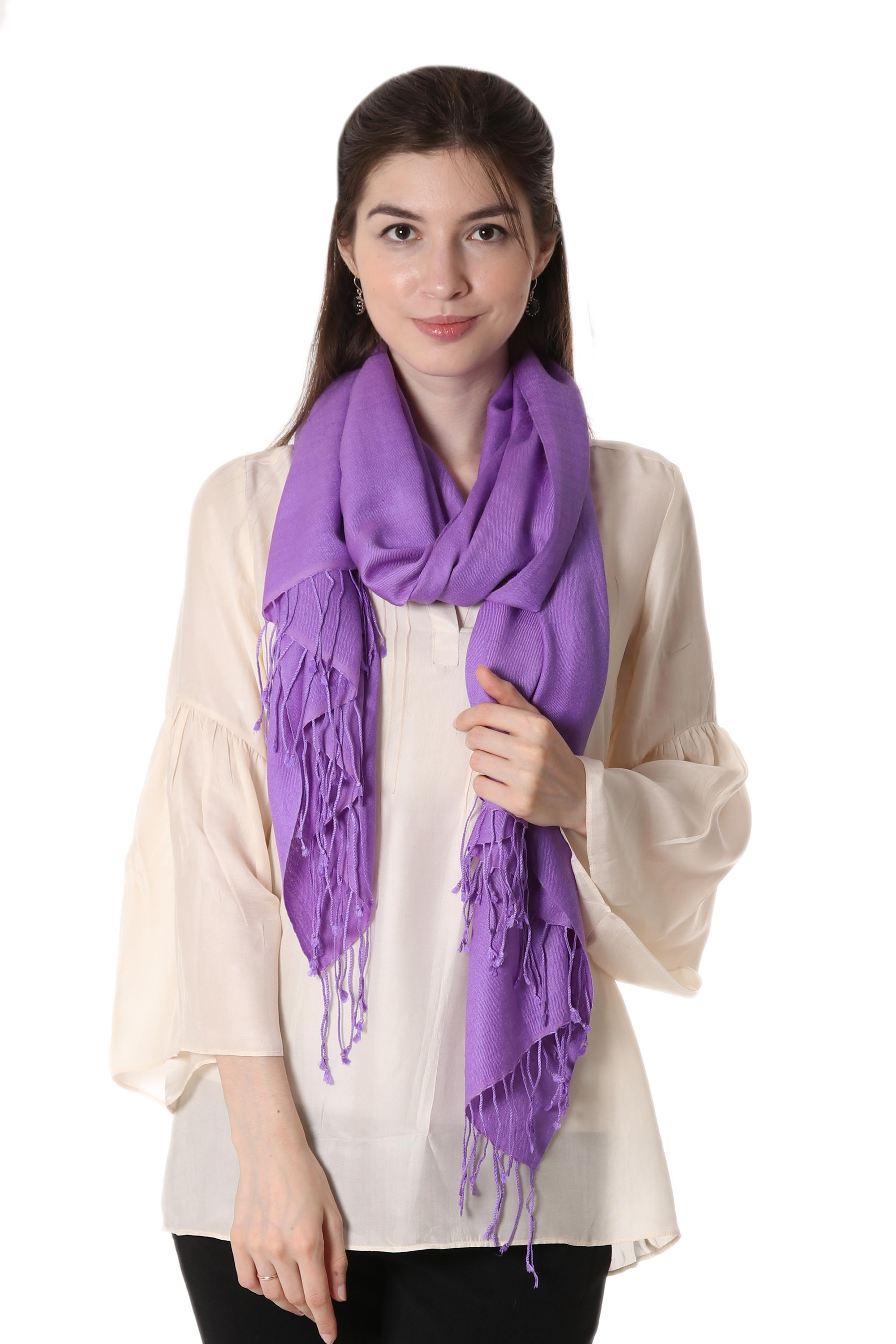 Wool and silk shawl - Extravagant Lilac