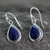 Lapis lazuli dangle earrings, 'Midnight Sky' - Fair Trade Sterling Silver and Lapis Lazuli Earrings thumbail
