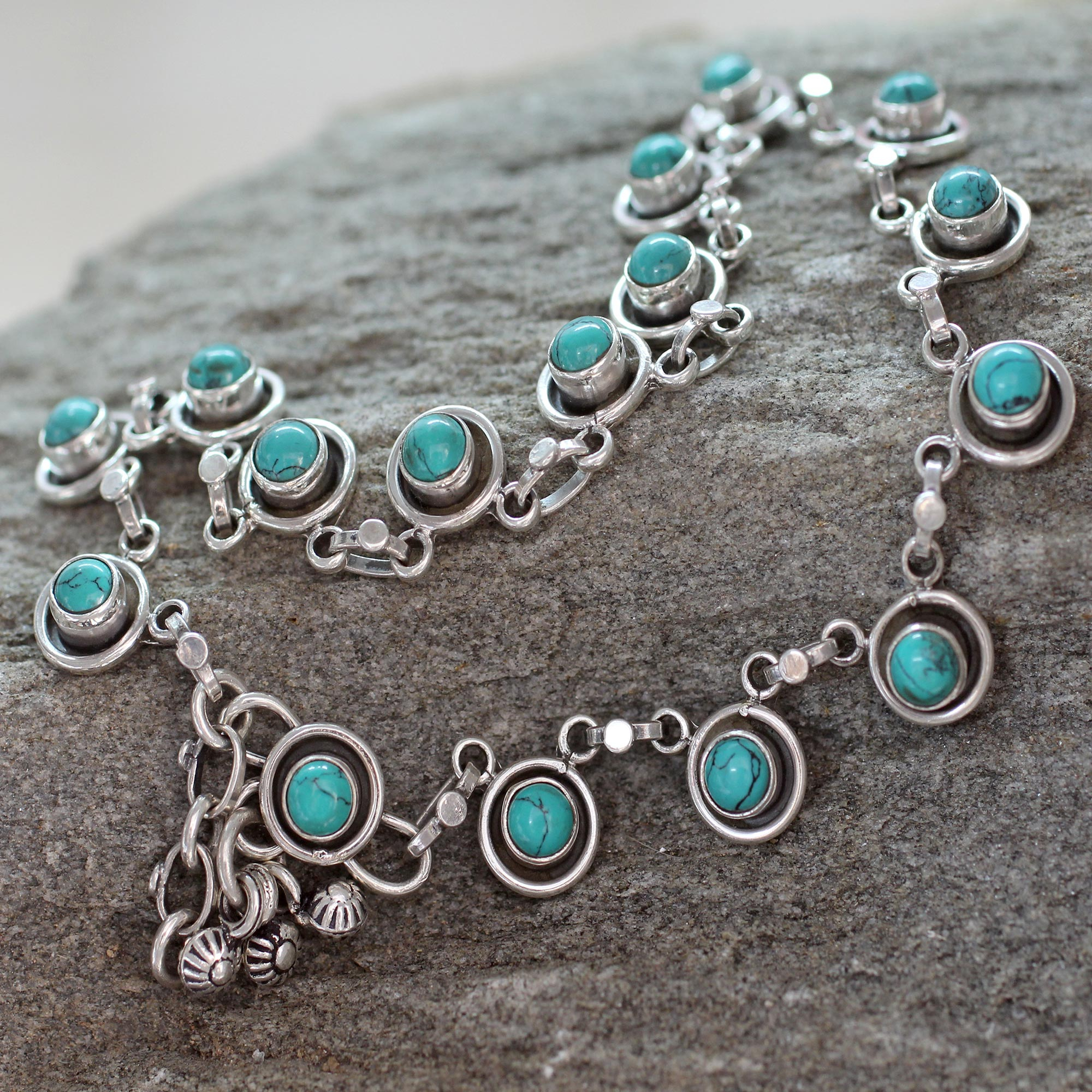 Fair Trade India Ankle Jewelry Turquoise and Sterling Silver - India ...