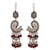 Garnet chandelier earrings, 'Paisley Peacock' - Sterling Silver and Garnet Chandelier Earrings from India thumbail