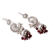 Garnet chandelier earrings, 'Paisley Peacock' - Sterling Silver and Garnet Chandelier Earrings from India (image p196084) thumbail