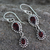 Garnet dangle earrings, 'Halo of Beauty' - Garnet Earrings in Sterling Silver from India Jewelry (image 2b) thumbail