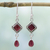Garnet dangle earrings, 'Fire of Love' - Natural Garnet and Sterling Silver Earrings Indian Jewelry thumbail