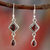 Garnet dangle earrings, 'Fire of Love' - Natural Garnet and Sterling Silver Earrings Indian Jewelry (image 2b) thumbail