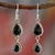 Onyx dangle earrings, 'Midnight Teardrops' - Onyx Earrings Handmade with Sterling Silver India Jewelry thumbail
