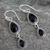 Onyx dangle earrings, 'Midnight Teardrops' - Onyx Earrings Handmade with Sterling Silver India Jewelry (image 2b) thumbail