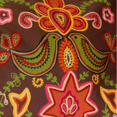 Cotton cushion covers, 'Choral' (pair) - Handmade Indian Floral Cotton Cushion Covers (Pair)