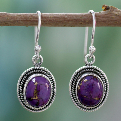 Sterling silver dangle earrings - Purple Majesty | NOVICA