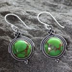 Sterling silver dangle earrings, 'Splendor' - Green Sterling Silver Earrings Fair Trade Jewelry