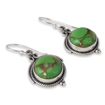 Sterling silver dangle earrings, 'Splendor' - Green Sterling Silver Earrings Fair Trade Jewellery