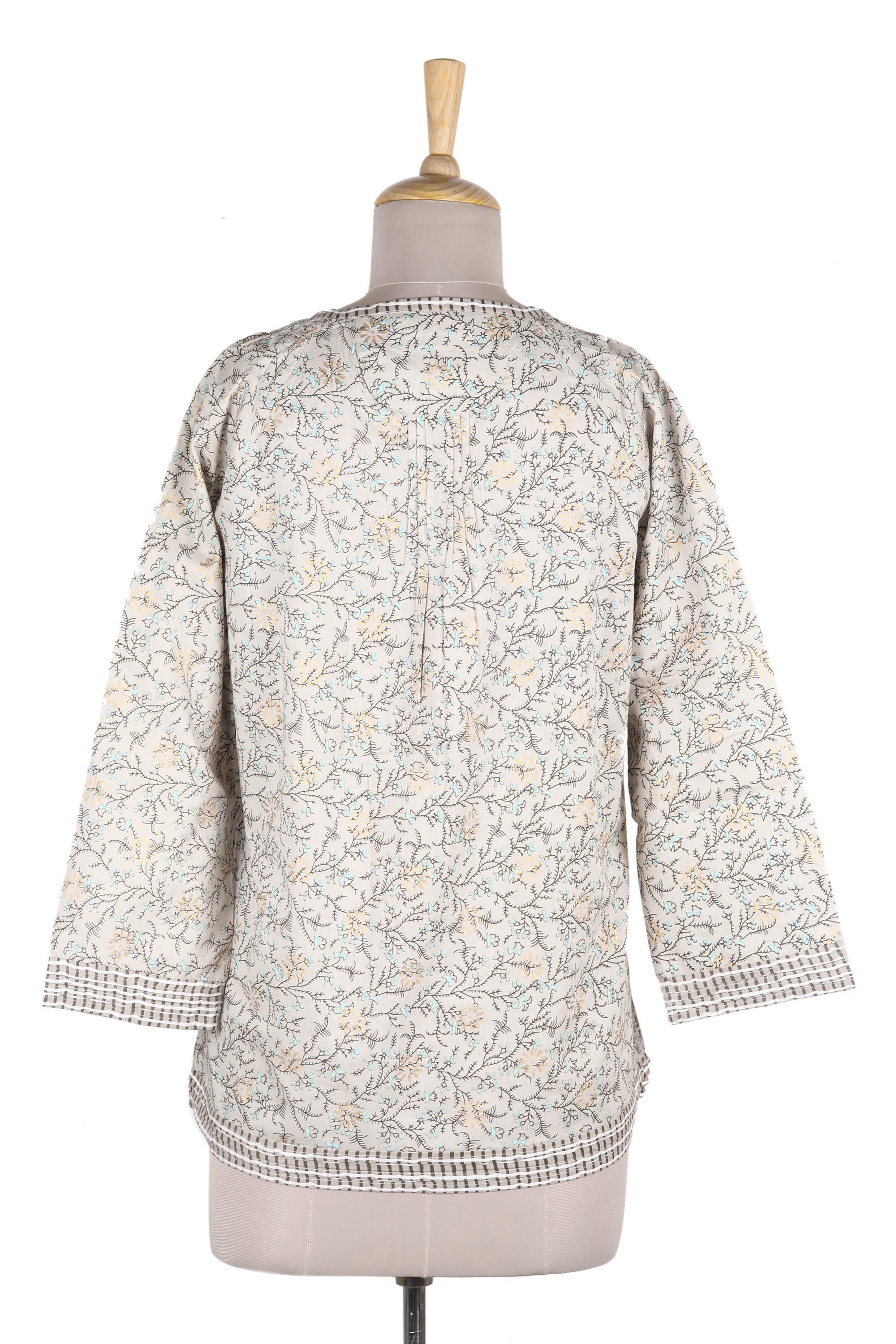 UNICEF Market Pretty Block Print Cotton Blouse for Women from India