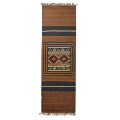 Jute runner rug, 'Jaipur Sunset' (2.5x8) - Hand Woven Jute Runner Rug from India (2.5x8)