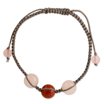 Jasper and Rose Quartz Shamballa Bracelet