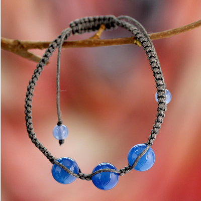 Blue chalcedony Shambhala-style bracelet, Spiritual Harmony