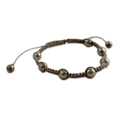 Hematite Shambhala-style bracelet, 'Blissful Relationships' - Artisan Crafted Hematite Indian Shambhala-style Bracelet 