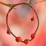 Artisan Crafted Red Onyx Shambhala-style Bracelet from India, 'Courage'