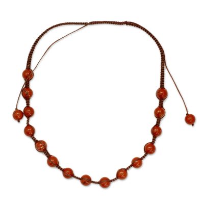 Shamballa Jewelry Jasper and Cotton Necklace