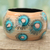 Wood bangle bracelet, 'Blue Anemone' - Handmade Floral Wood Bangle Bracelet thumbail