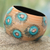 Wood bangle bracelet, 'Blue Anemone' - Handmade Floral Wood Bangle Bracelet (image 2b) thumbail