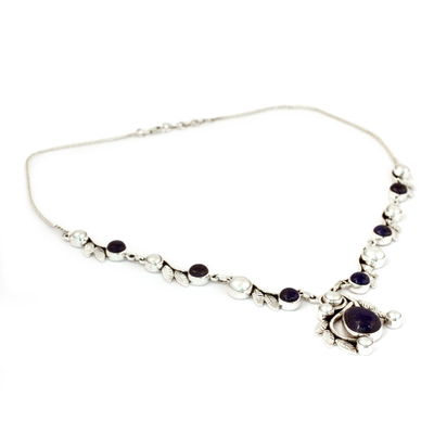 Collar con colgante de perlas cultivadas y lapislázuli - Collar de perlas, lapislázuli y plata de ley de la India