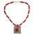 Carnelian pendant necklace, 'Mughal Fire' - Carnelian and Sterling Silver Necklace Indian Jewelry