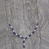 Lapis lazuli Y necklace, 'Ocean Dreamer' - Lapis lazuli Y necklace