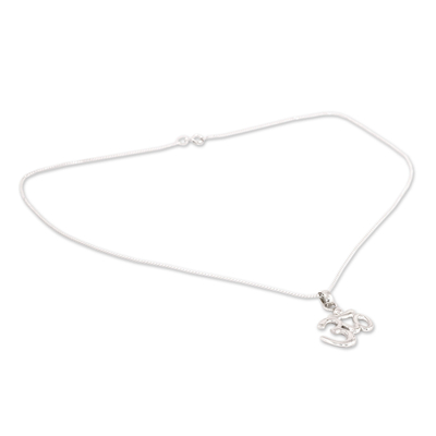 Sterling silver pendant necklace, 'Light of Om' - Sterling Silver Necklace from Yoga Jewelry Collection
