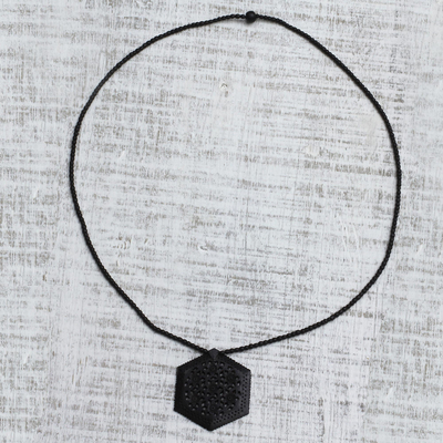 Ebenholz-Blumenhalskette - Halskette aus Ebenholz, handgefertigter indischer Schmuck
