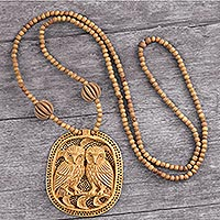 Featured review for Wood pendant necklace, Owl Romance