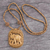 Wood pendant necklace, 'Elephant Realm' - Fair Trade jewellery Wood Necklace from India thumbail