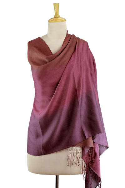 Mantón de seda y lana - Chal cruzado en mezcla de seda y lana hecho a mano