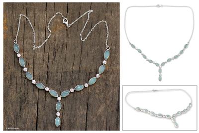 Chalcedony Y necklace, 'Elusive Dream' - Artisan Crafted Silver and Chalcedony Y Necklace