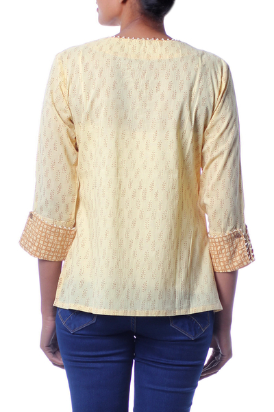 Cotton tunic, 'Desert Empress' - Tunic Top Cotton Blouse Beige Brown India