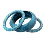 Wood bangle bracelets, 'Sky over Sikkim' (set of 3) - Mango Wood Bangle Bracelets from India (Set of 3)