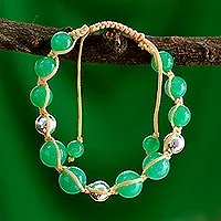 Quartz beaded macrame bracelet, 'Toward Joy' - Handmade Quartz Beaded Macrame Bracelet