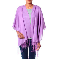 Silk and wool shawl, 'Lavender Orchid'