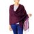 Silk and wool reversible shawl, 'Maroon Orchid' - Reversible Silk and Wool Wrap Hand Loomed Shawl India thumbail