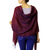 Silk and wool reversible shawl, 'Maroon Orchid' - Reversible Silk and Wool Wrap Hand Loomed Shawl India (image 2c) thumbail