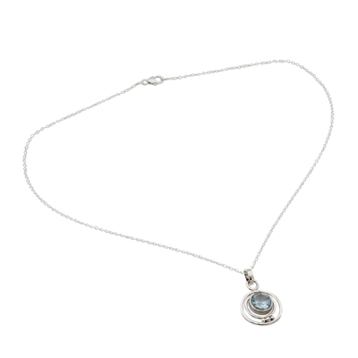 Blue topaz pendant necklace, 'Azure Allure' - Handmade Sterling Silver and Blue Topaz Necklace