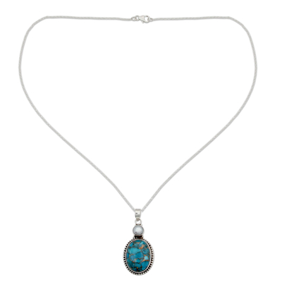 Sterling silver pendant necklace, 'Blue Visions' - Handcrafted Jewellery Sterling Silver Necklace