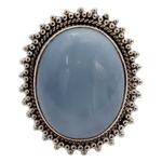 Opal cocktail ring, 'Blue Promise' - Indian Jewelry Cocktail Ring with Opal and Sterling Silver