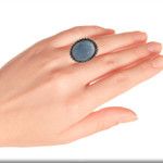 Opal cocktail ring, 'Blue Promise' - Indian Jewelry Cocktail Ring with Opal and Sterling Silver