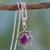 Sterling silver pendant necklace, 'Purple Sun' - Women's Sterling Silver Necklace from India thumbail