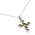 Peridot cross necklace, 'Joyous Cross' - Cross Jewelry Peridot and Sterling Silver Necklace
